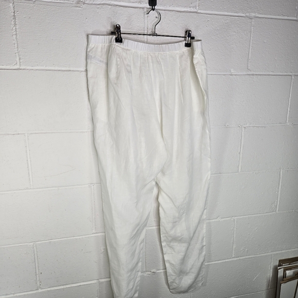 Eileen Fisher White Organic Linen Pull On Pants - Picture 5 of 6